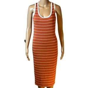 Forever 21 Burnt Orange Stripe Midi Tank Dress Large